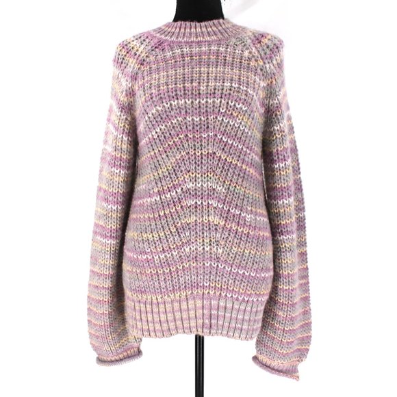 NICHOLAS Maliya Alpaca Blend Sweater Large Grey Purple Multicolor Knit Pullover - Picture 1 of 9